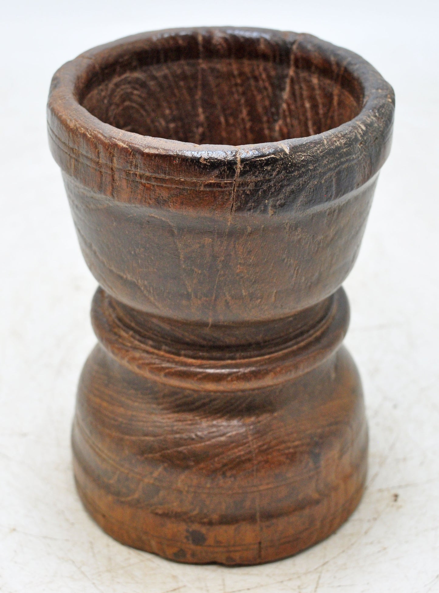 Antique Wooden Spice Grinding Pot Original Old Hand Carved