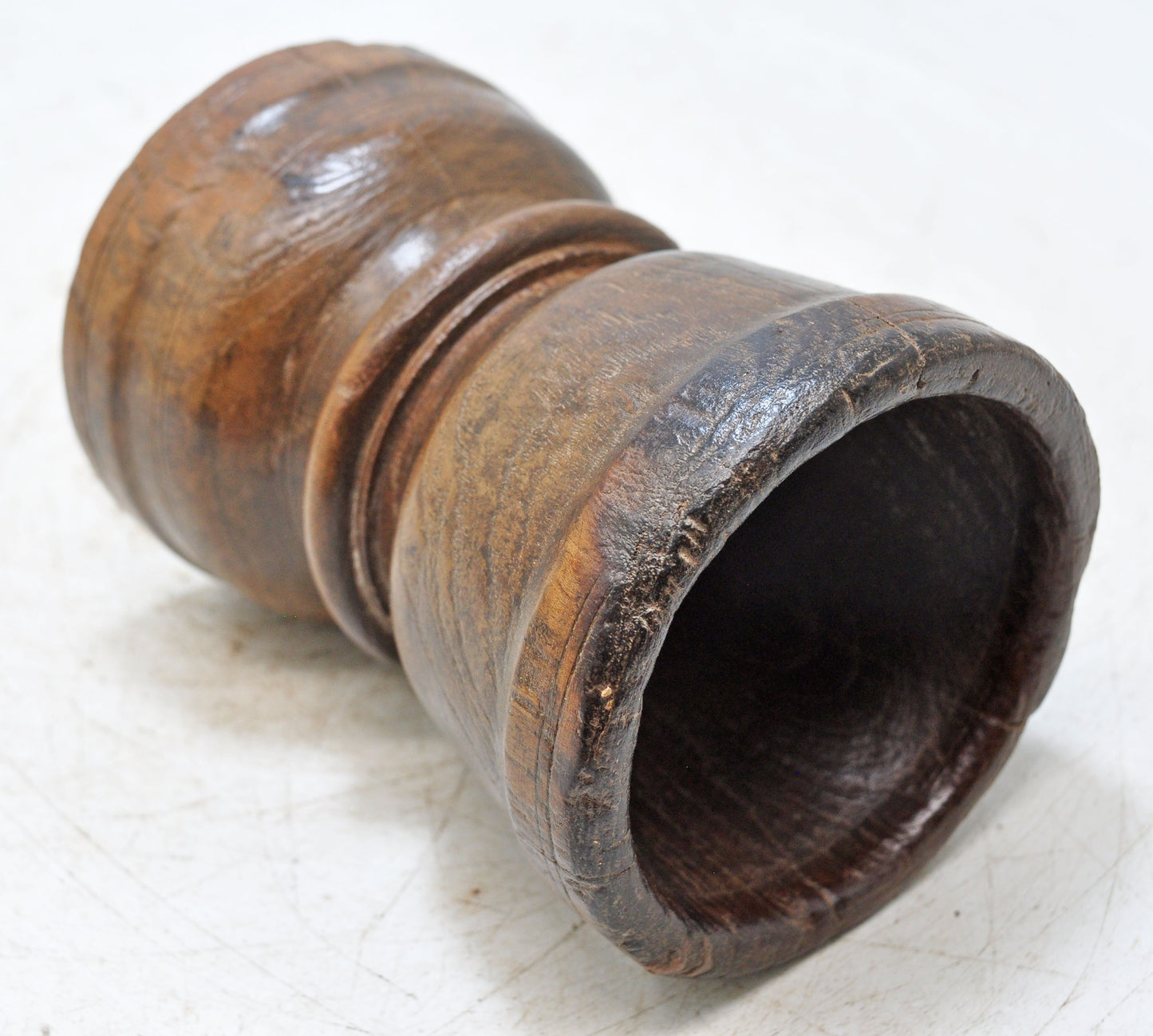 Antique Wooden Spice Grinding Pot Original Old Hand Carved