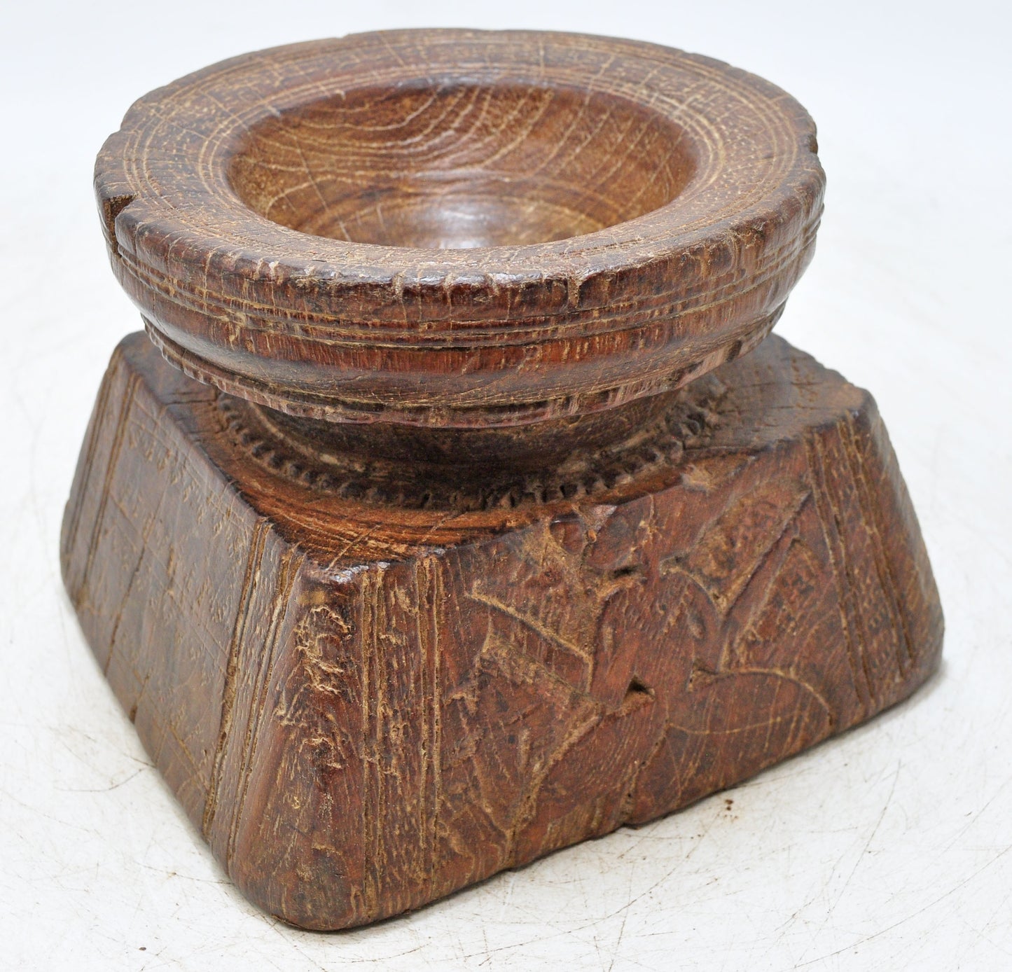 Antique Wooden Agricultulral Seed Holder Original Old Hand Carved