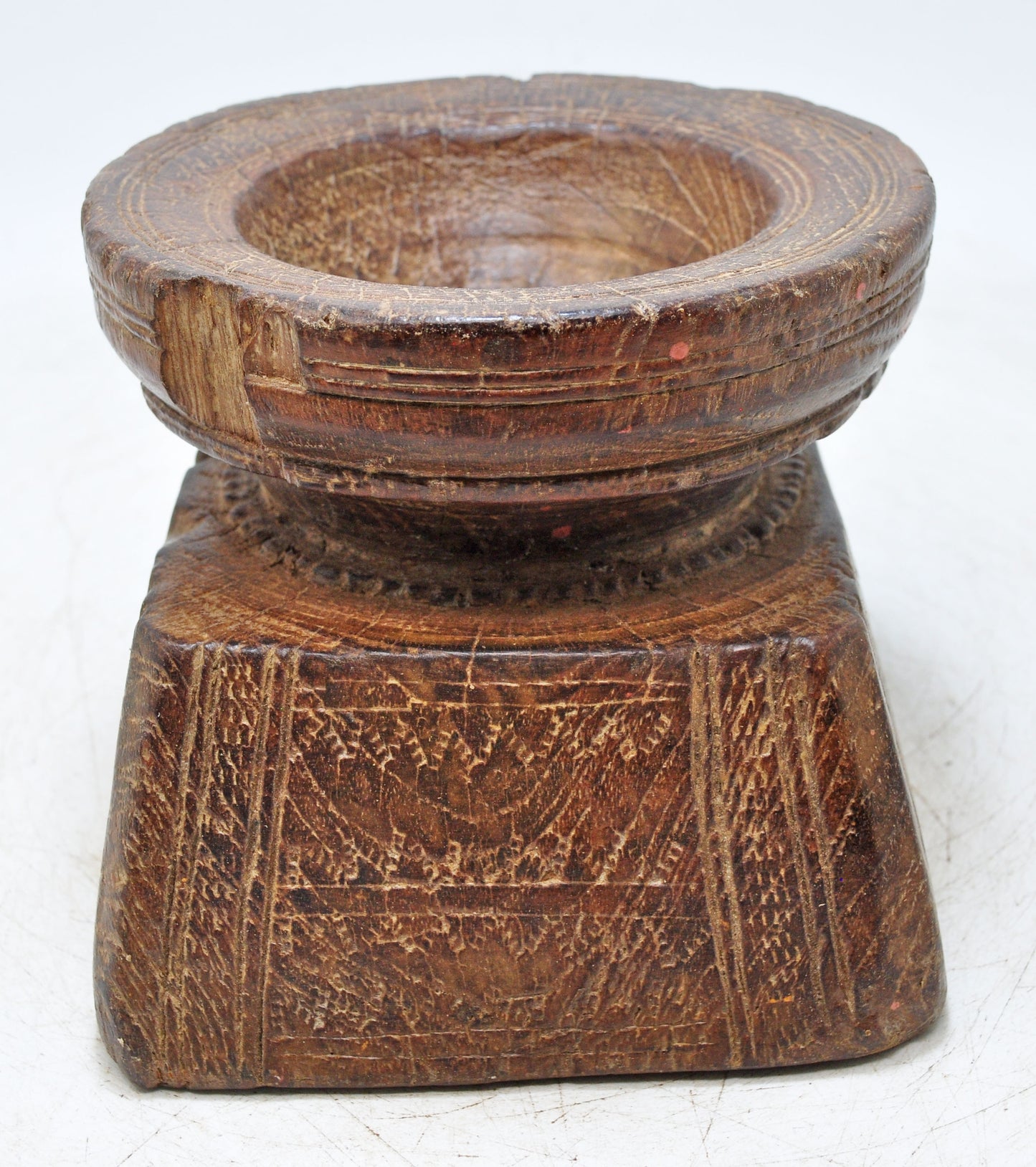 Antique Wooden Agricultulral Seed Holder Original Old Hand Carved