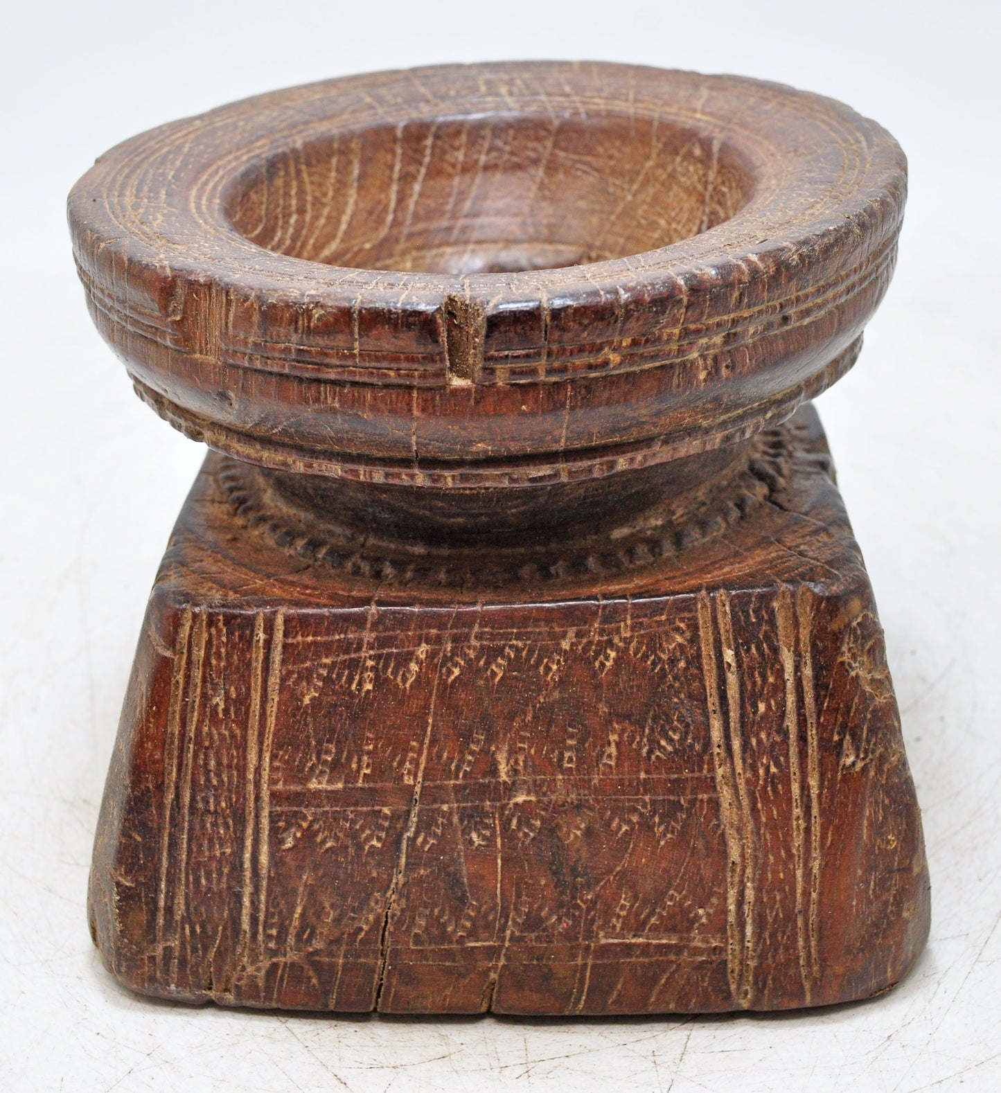 Antique Wooden Agricultulral Seed Holder Original Old Hand Carved