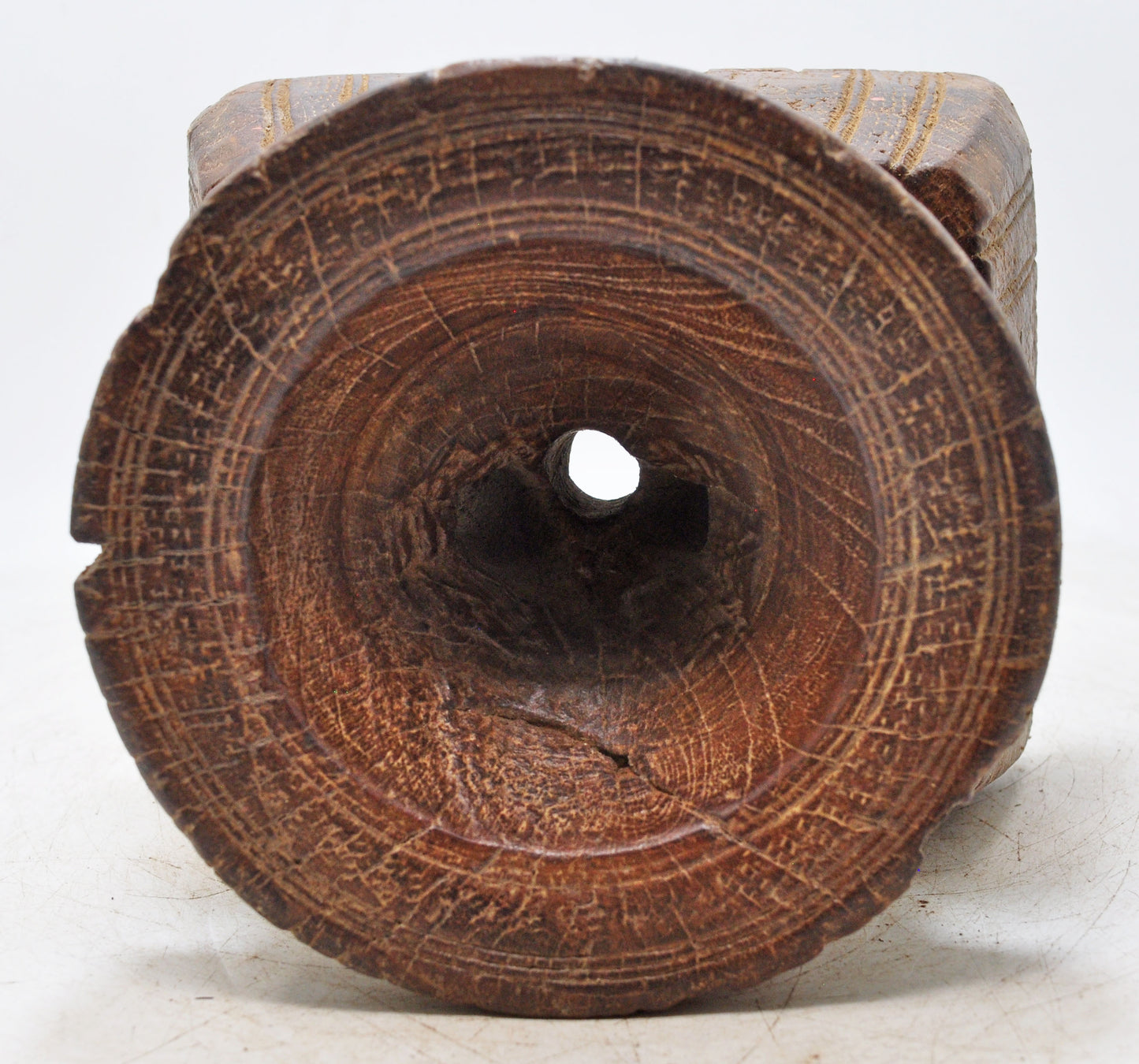 Antique Wooden Agricultulral Seed Holder Original Old Hand Carved