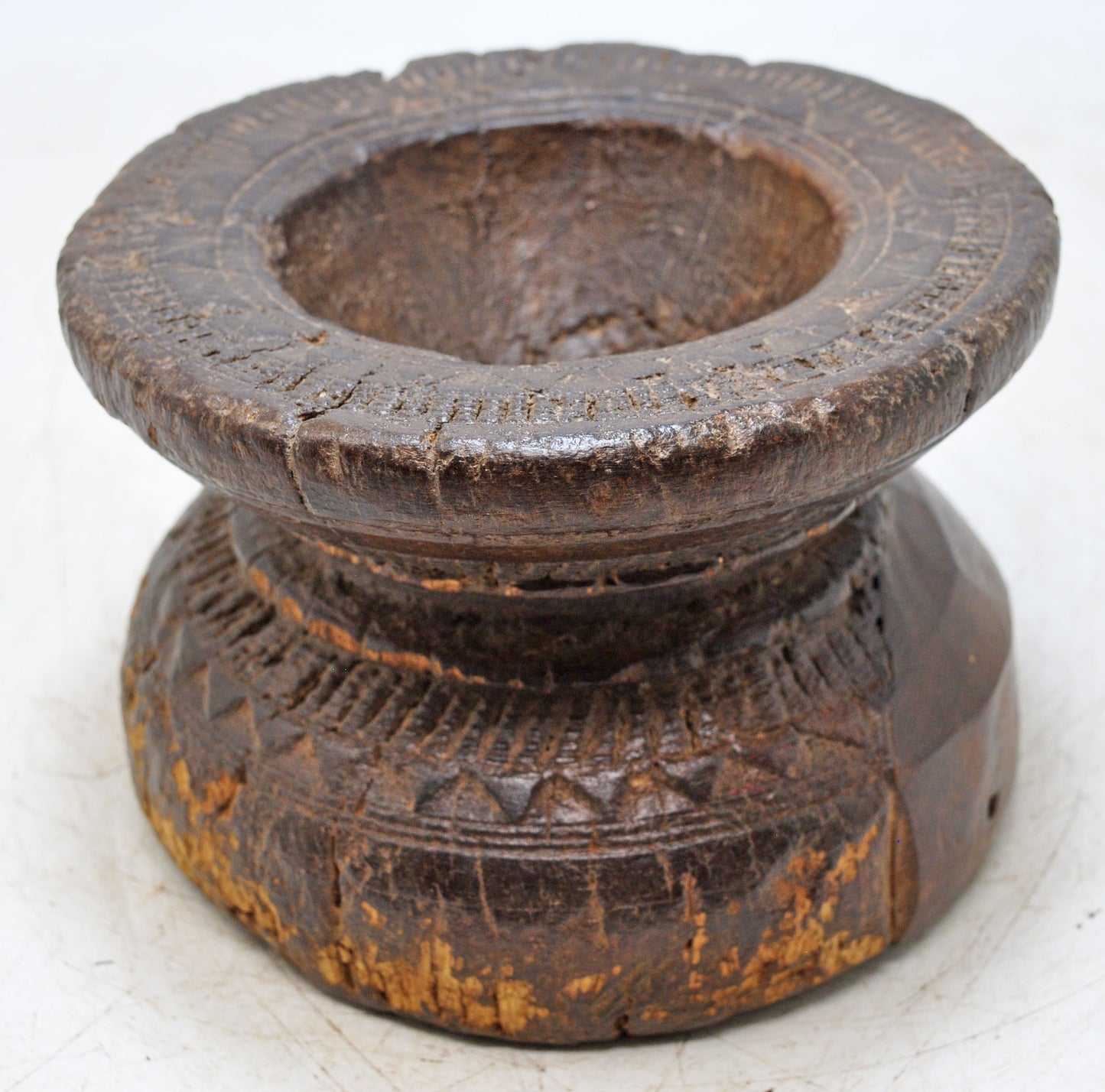 Antique Wooden Agricultulral Seed Holder Original Old Hand Carved