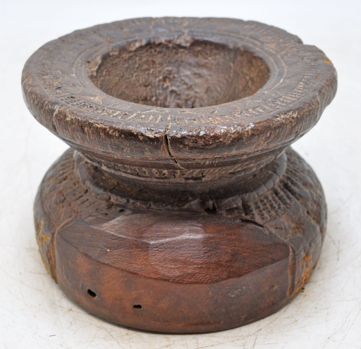 Antique Wooden Agricultulral Seed Holder Original Old Hand Carved