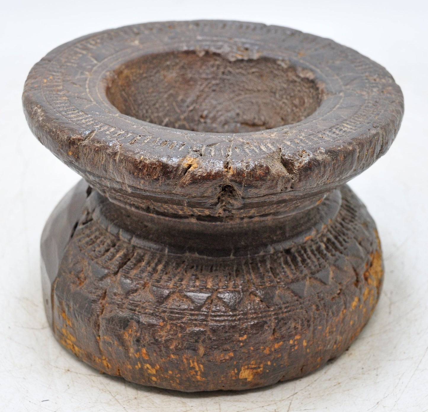 Antique Wooden Agricultulral Seed Holder Original Old Hand Carved