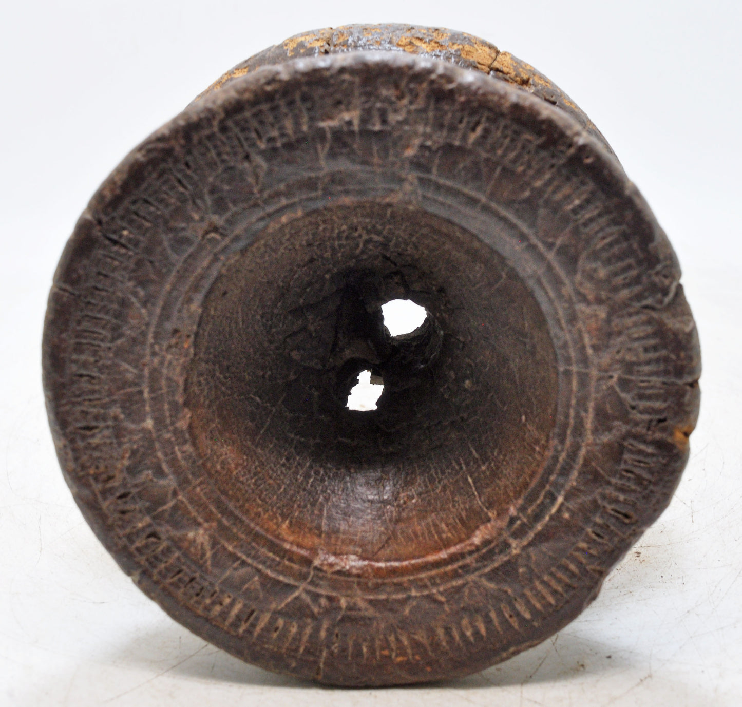 Antique Wooden Agricultulral Seed Holder Original Old Hand Carved