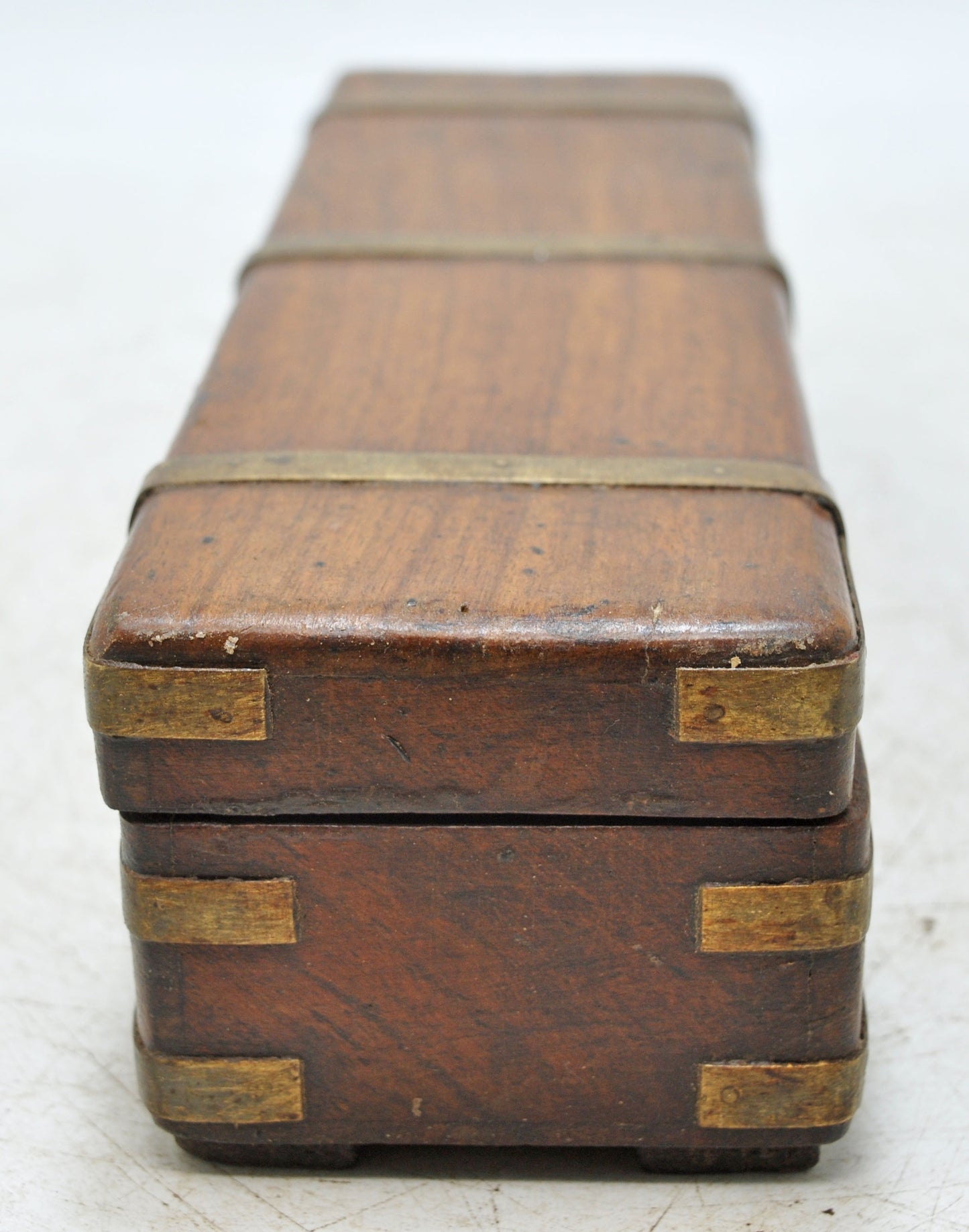 Vintage Wooden Pencil Stationary Box Original Old Hand Crafted Brass Fitted