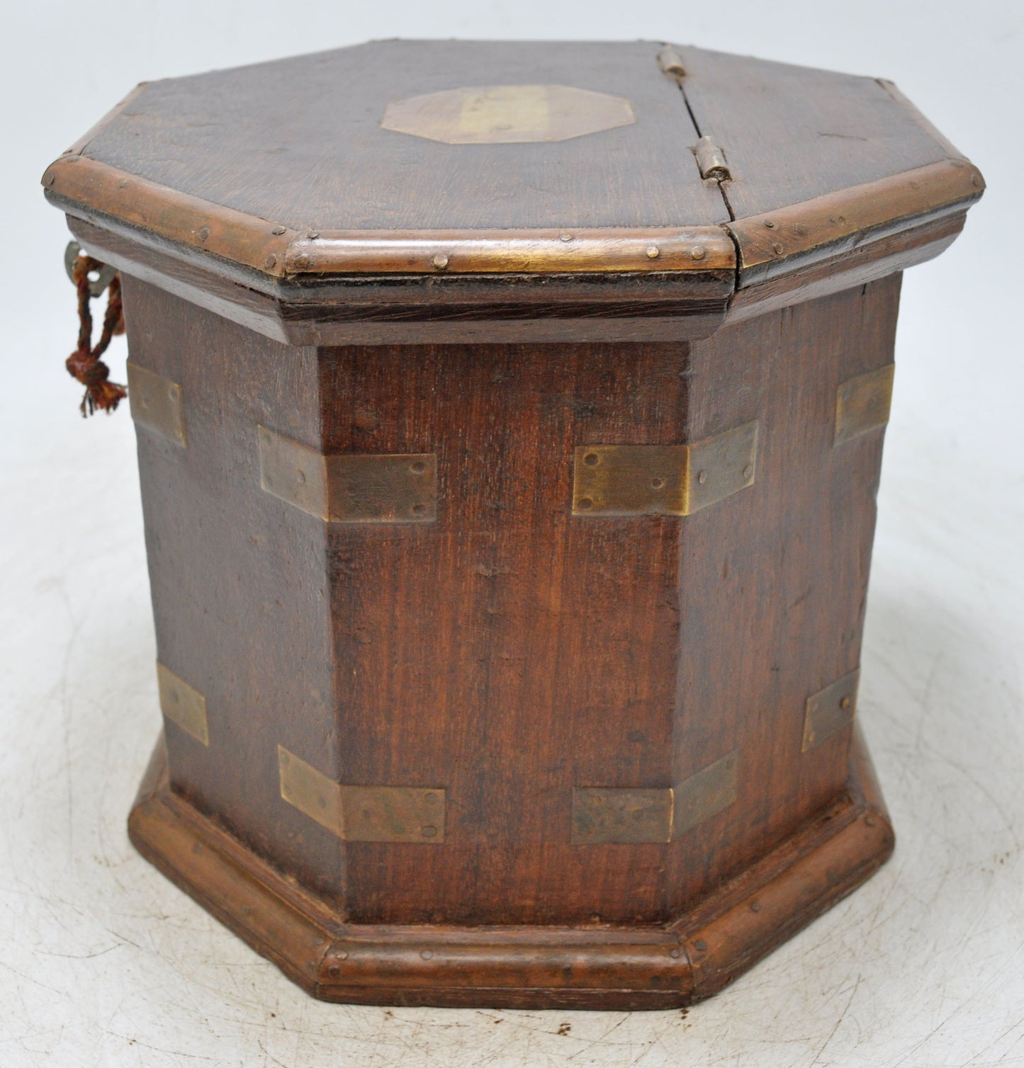 Vintage Wooden Octagonal Tall Storage Box Original Old Hand Crafted
