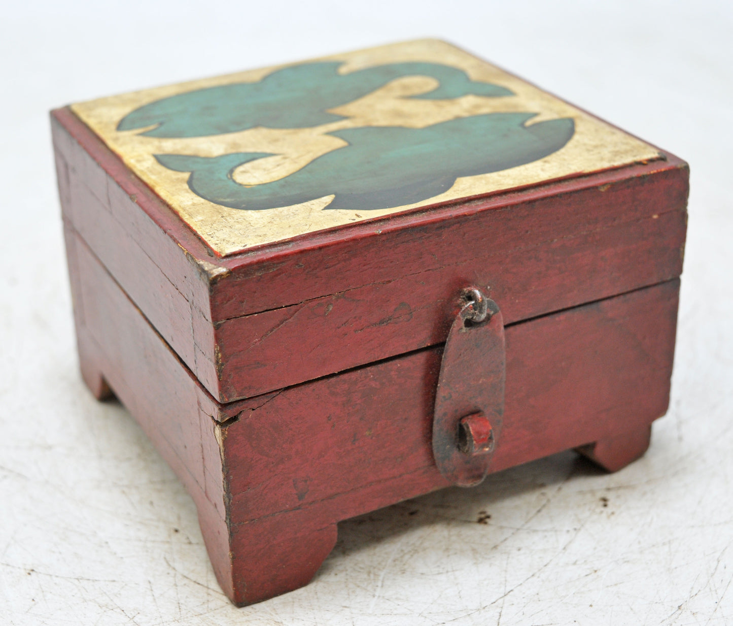 Vintage Wooden Small Storage Box Original Old Hand Crafted Painted