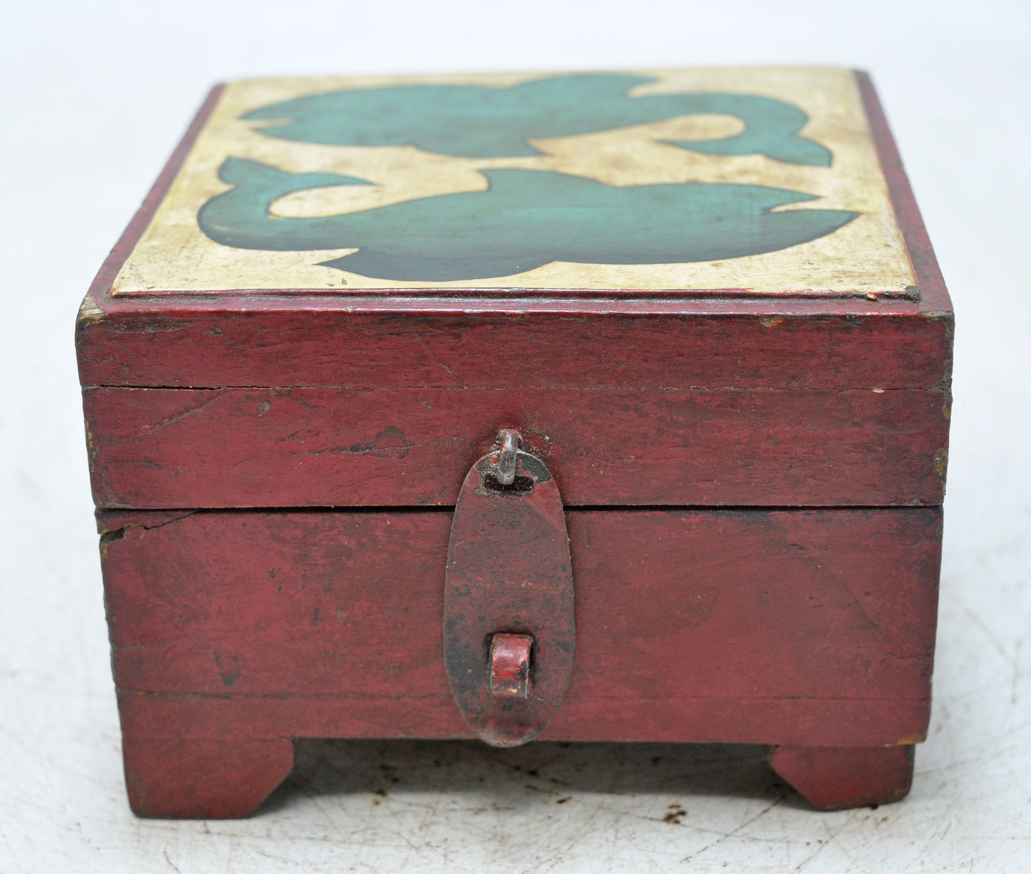 Vintage Wooden Small Storage Box Original Old Hand Crafted Painted