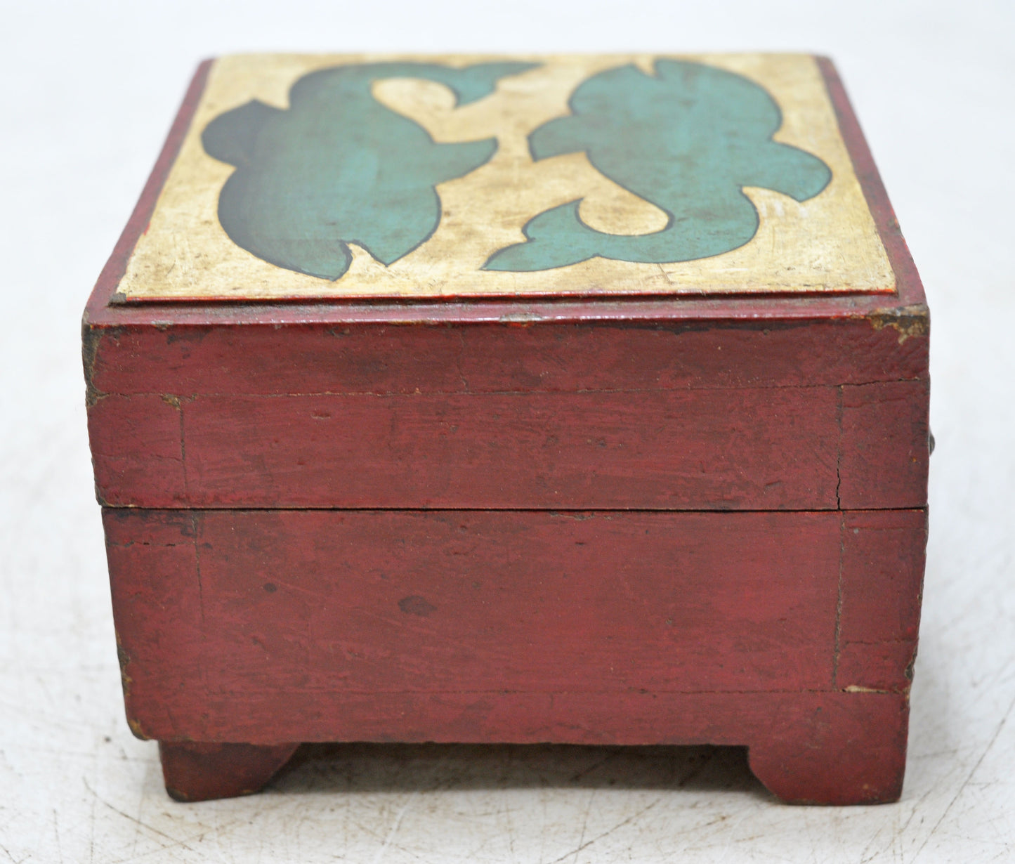 Vintage Wooden Small Storage Box Original Old Hand Crafted Painted