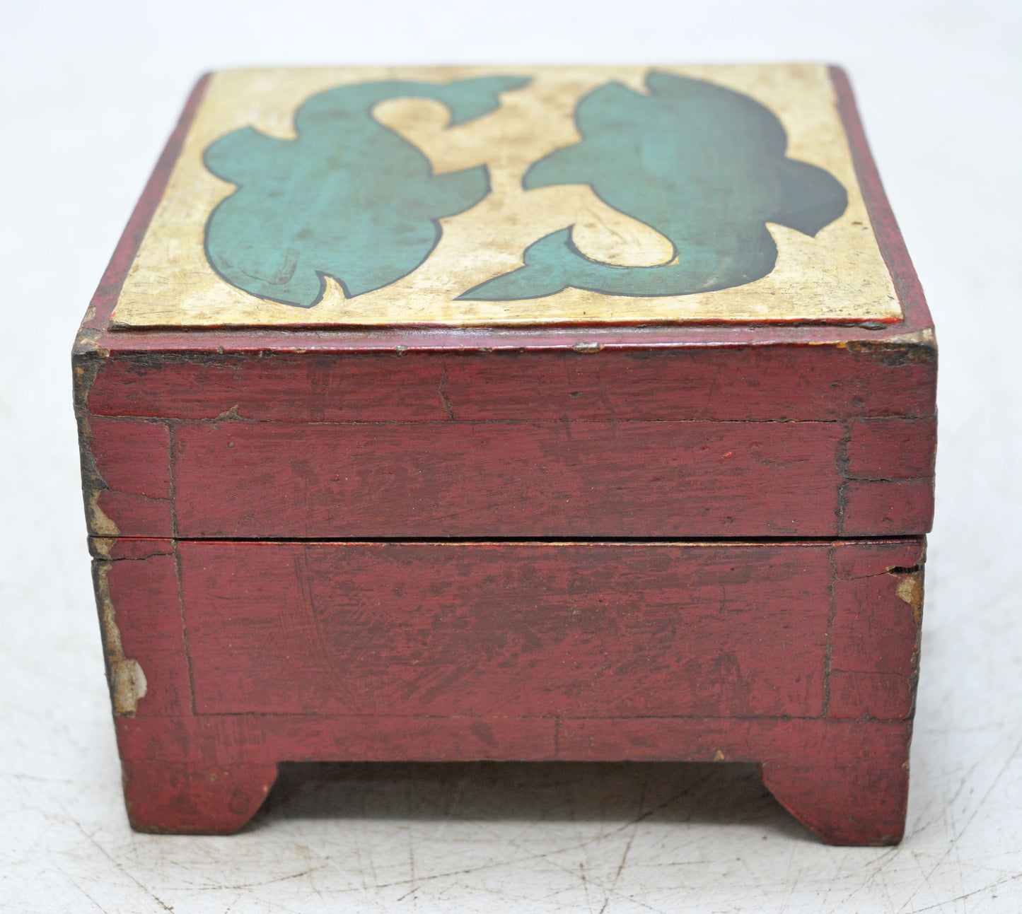 Vintage Wooden Small Storage Box Original Old Hand Crafted Painted