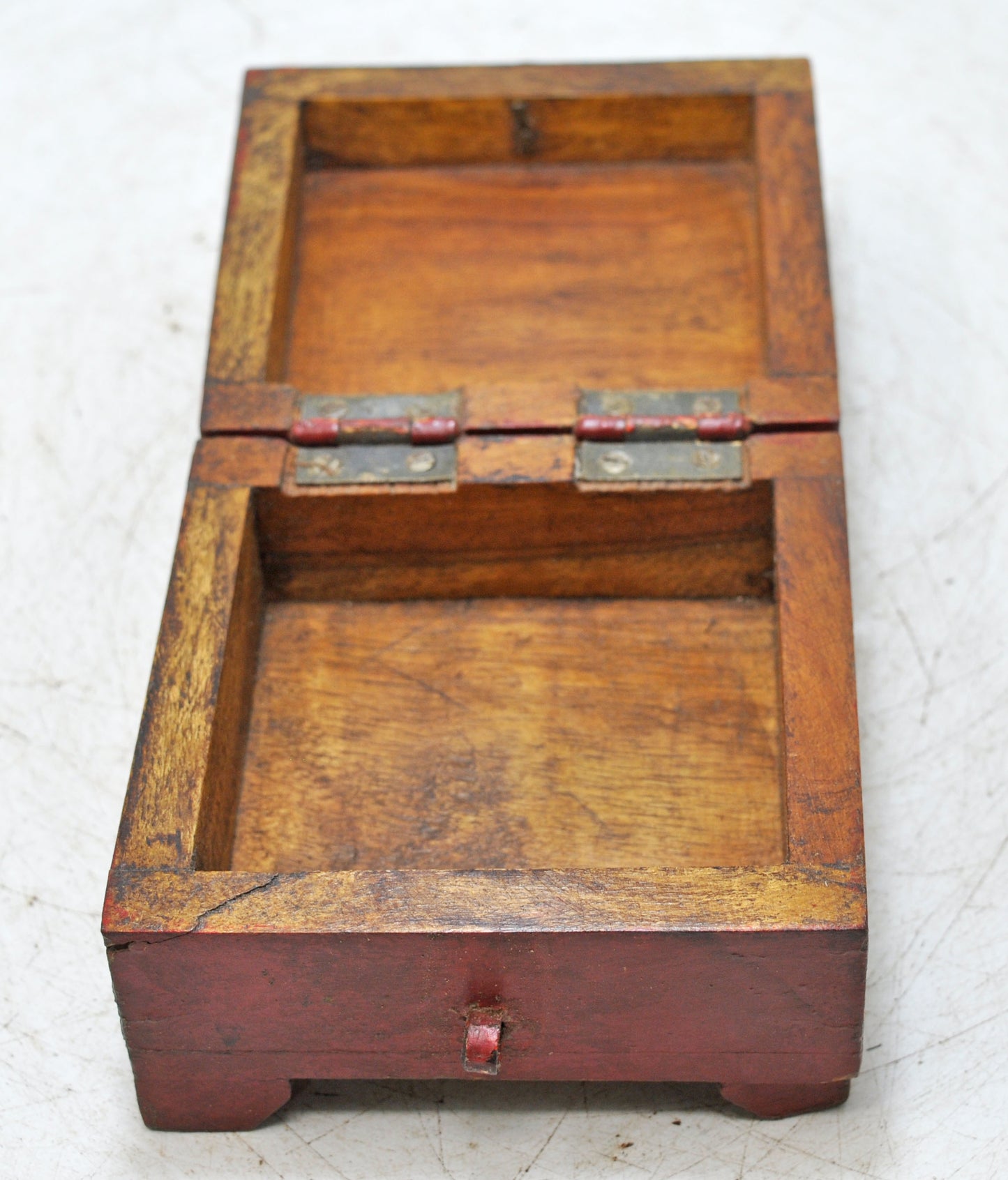 Vintage Wooden Small Storage Box Original Old Hand Crafted Painted