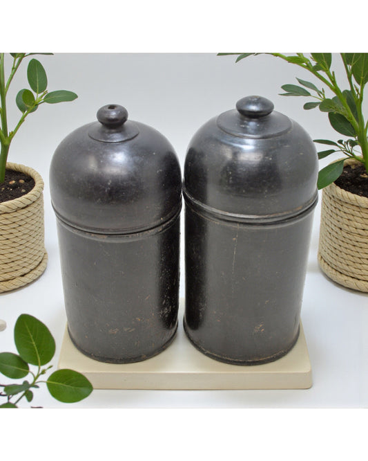 Vintage Wooden Set of 2 Lacquer Candy Boxes Original Old Hand Carved