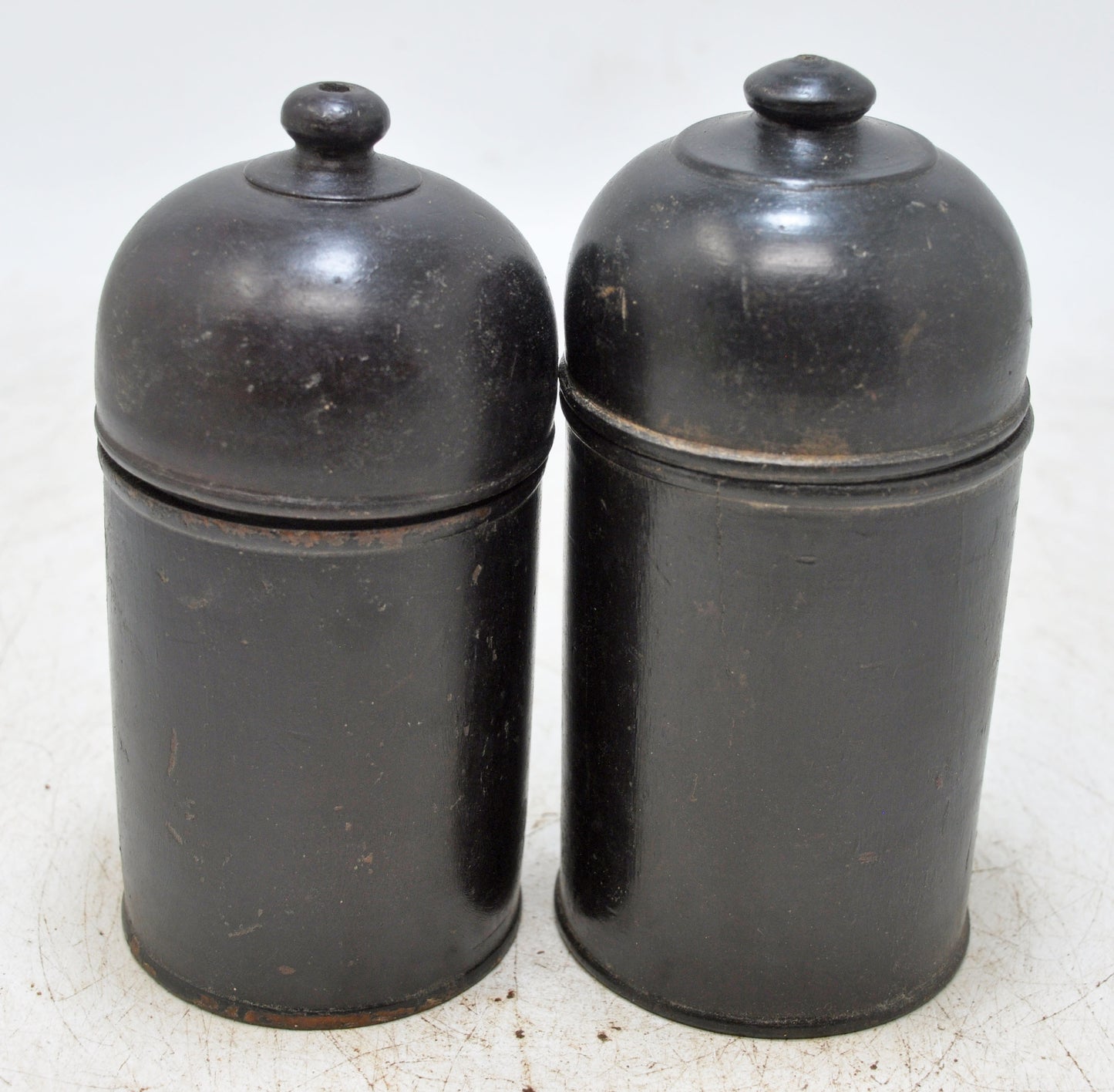 Vintage Wooden Set of 2 Lacquer Candy Boxes Original Old Hand Carved