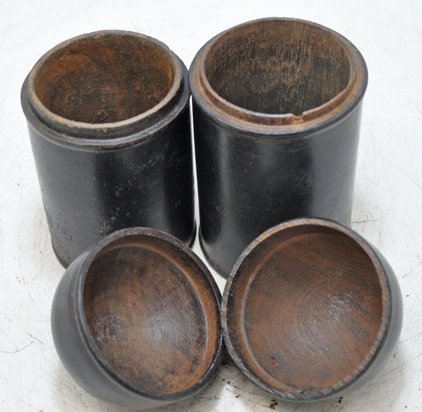 Vintage Wooden Set of 2 Lacquer Candy Boxes Original Old Hand Carved