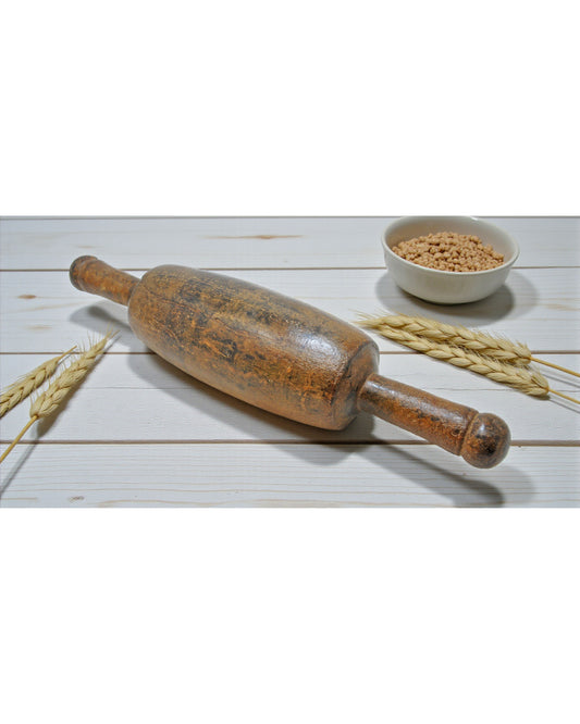 Antique Wooden Large Chapati Bread Rolling Pin Belan Original Old Hand Carved