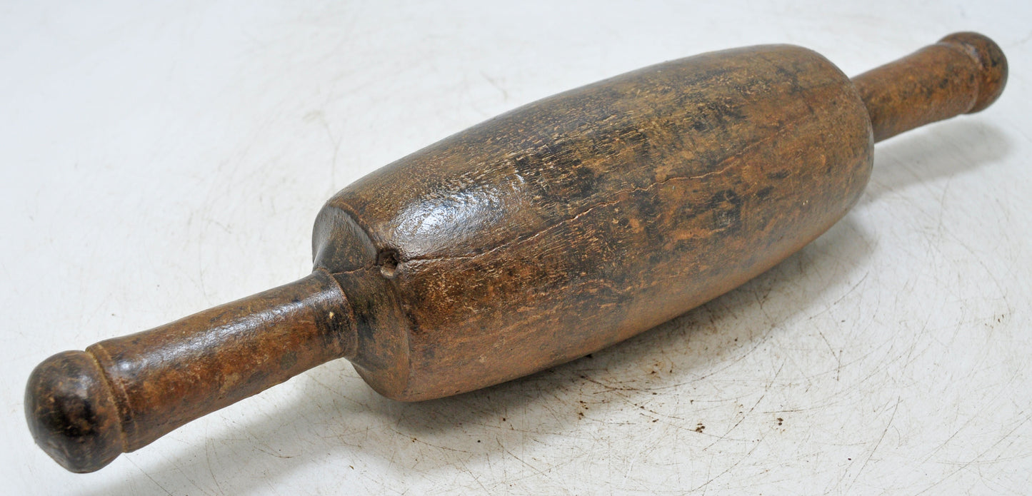Antique Wooden Large Chapati Bread Rolling Pin Belan Original Old Hand Carved