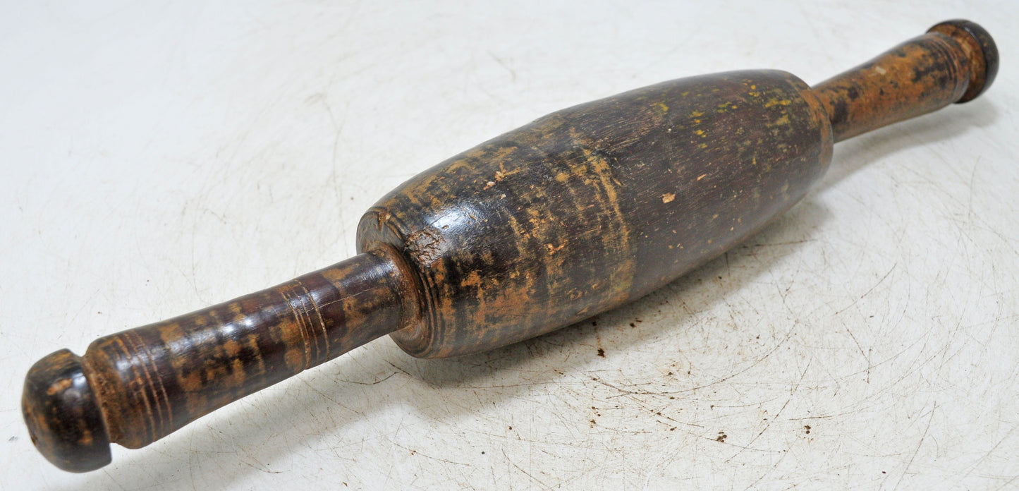 Antique Wooden Large Chapati Bread Rolling Pin Belan Original Old Hand Carved