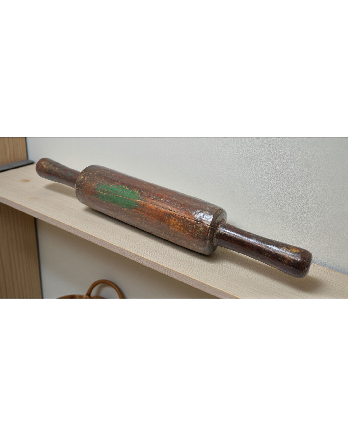Antique Wooden Large Chapati Bread Rolling Pin Belan Original Old Hand Carved