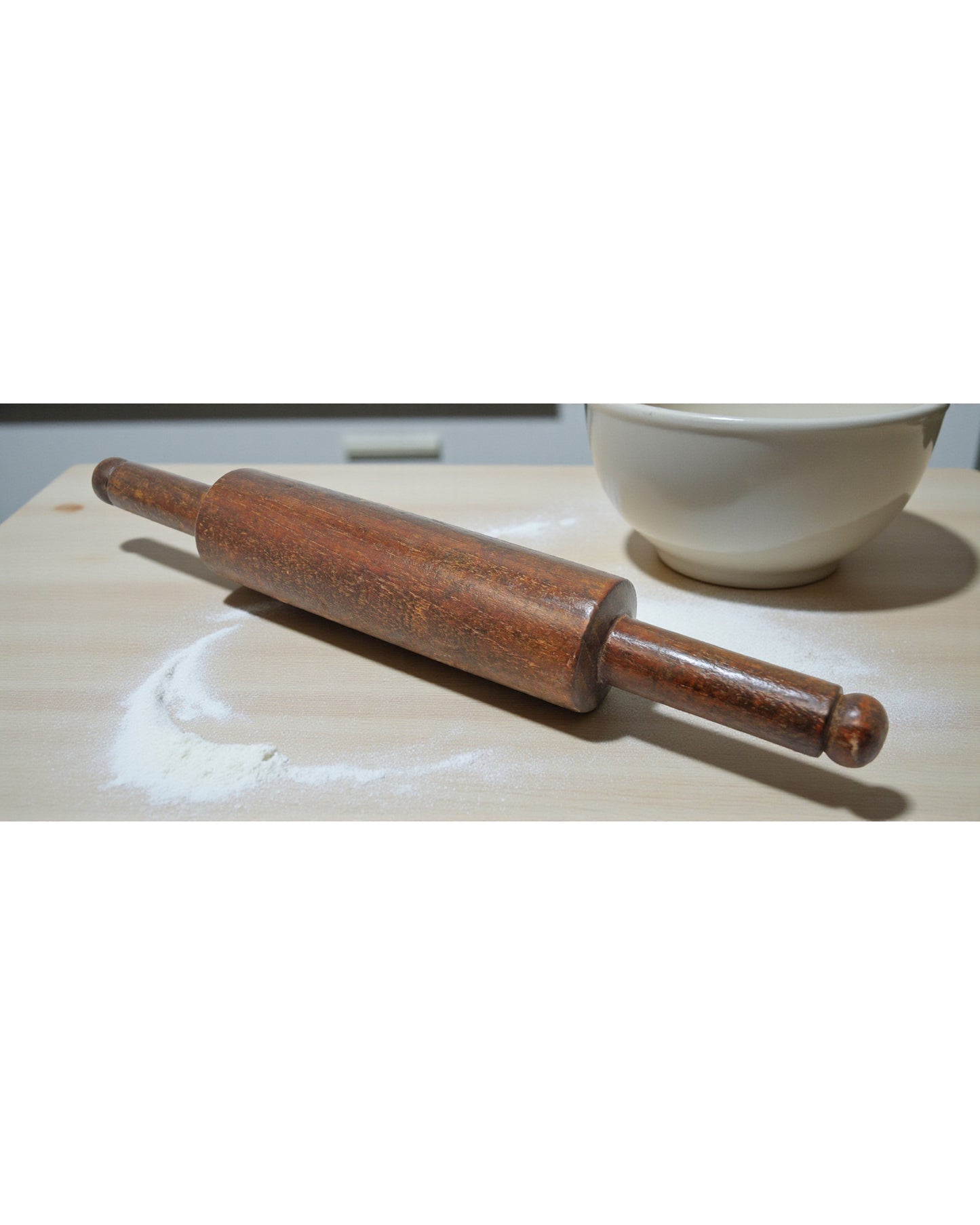 Antique Wooden Large Chapati Bread Rolling Pin Belan Original Old Hand Carved