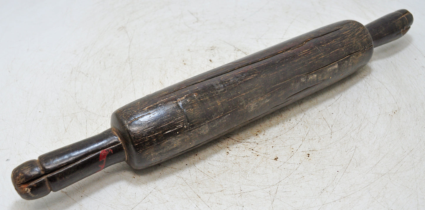 Antique Wooden Large Chapati Bread Rolling Pin Belan Original Old Hand Carved