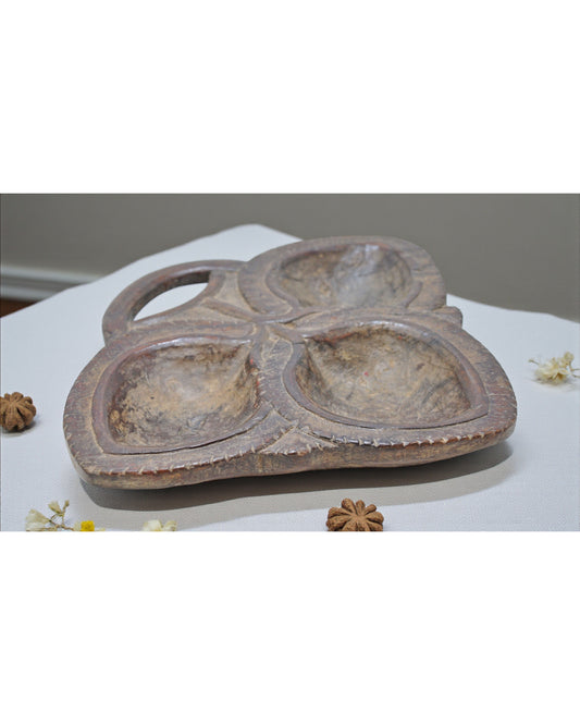 Antique Wooden Kitchenware Serving Tray Original Old Hand Carved