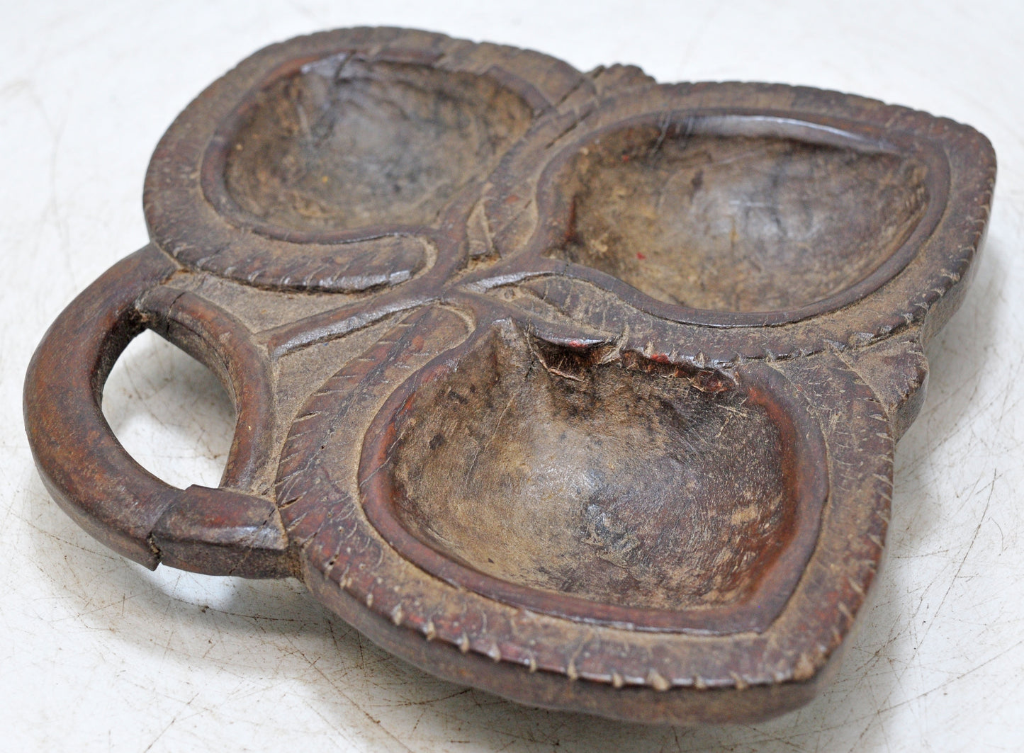 Antique Wooden Kitchenware Serving Tray Original Old Hand Carved