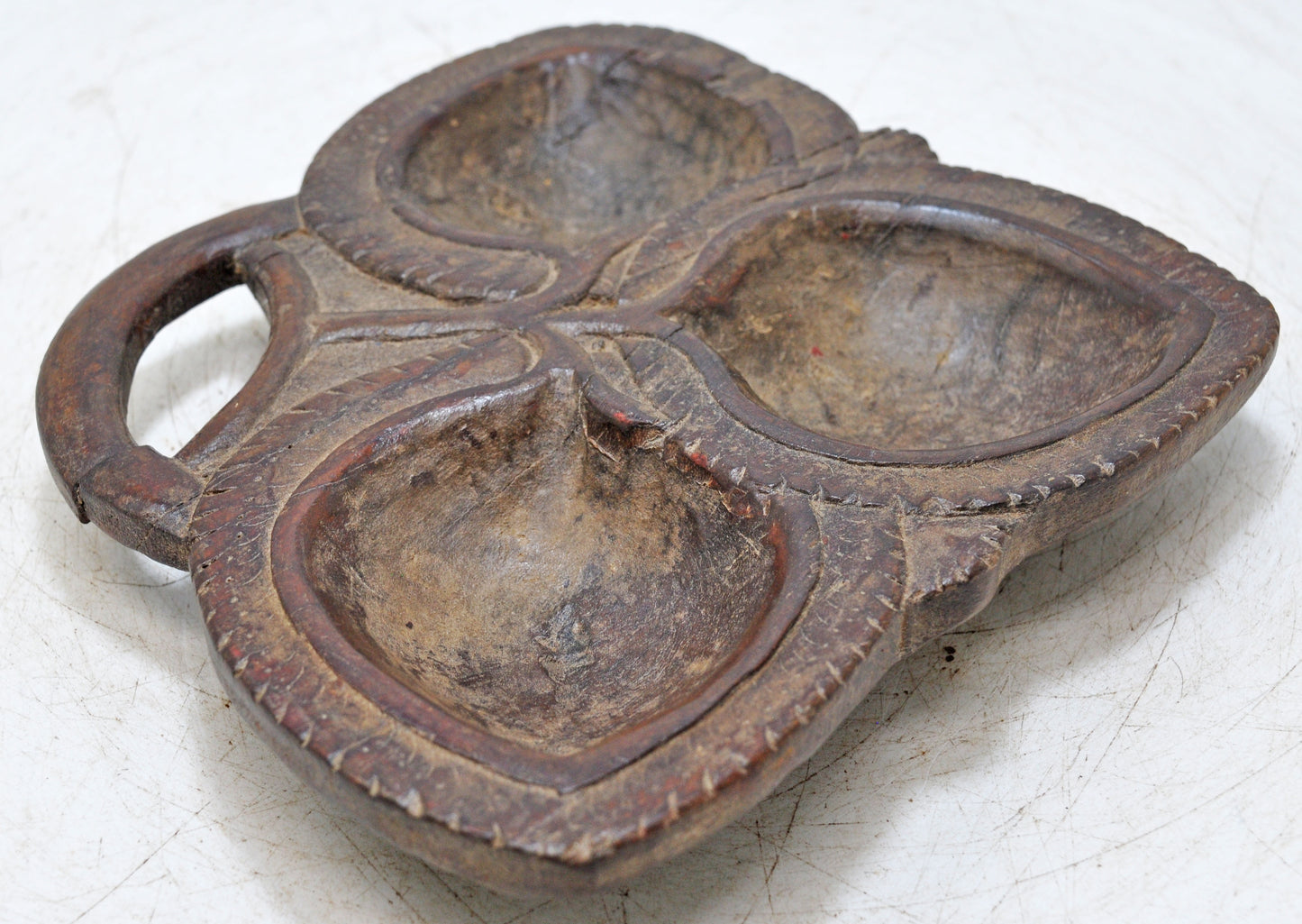 Antique Wooden Kitchenware Serving Tray Original Old Hand Carved