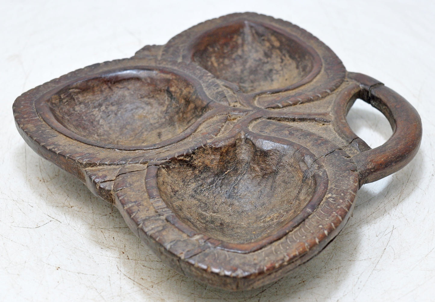 Antique Wooden Kitchenware Serving Tray Original Old Hand Carved