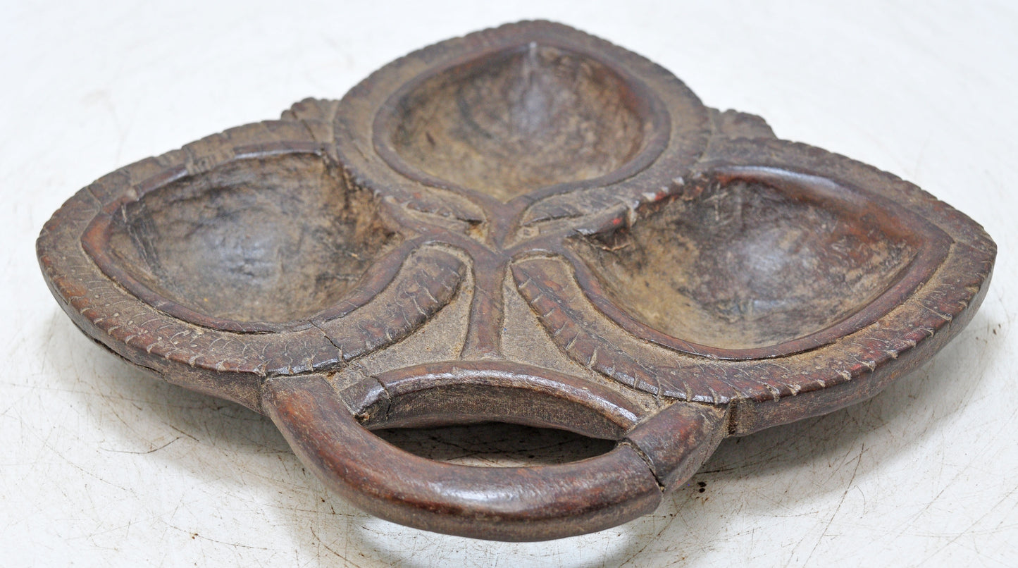 Antique Wooden Kitchenware Serving Tray Original Old Hand Carved