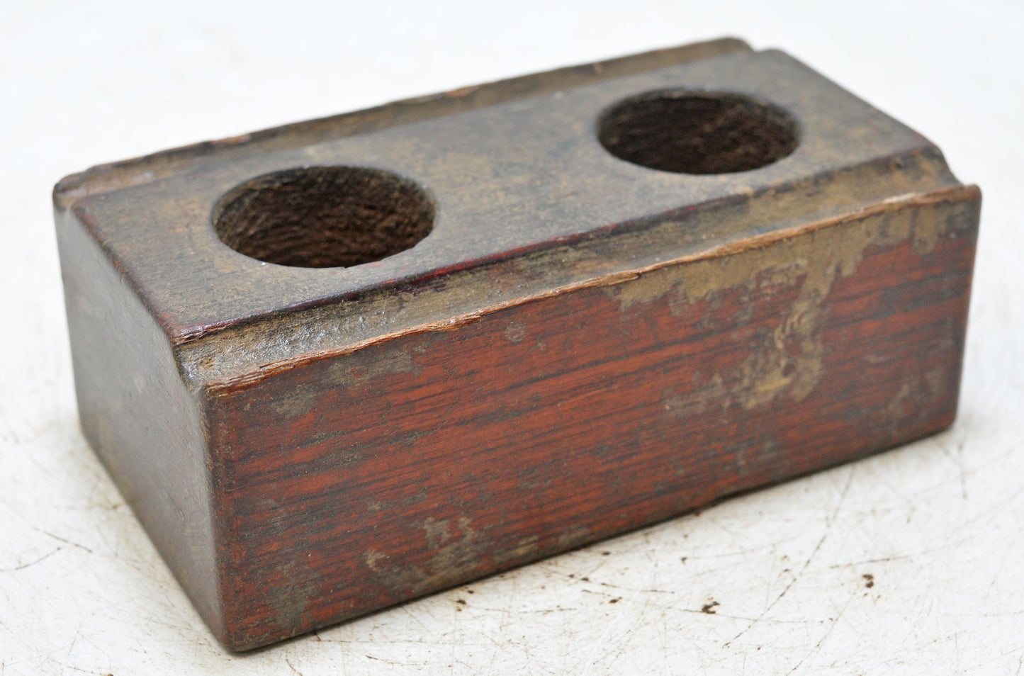 Antique Wooden Ink Pot Pen Stand Original Old Hand Carved