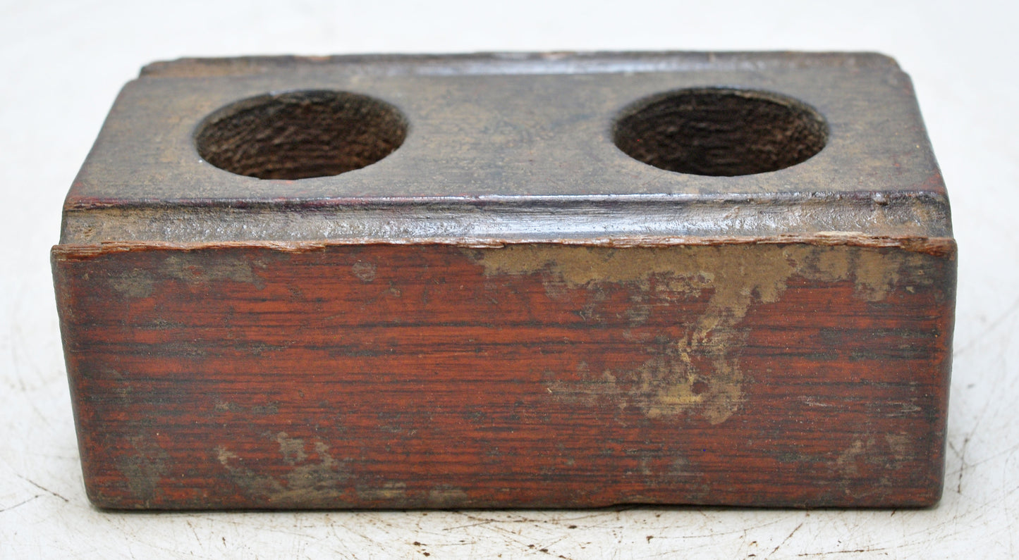 Antique Wooden Ink Pot Pen Stand Original Old Hand Carved