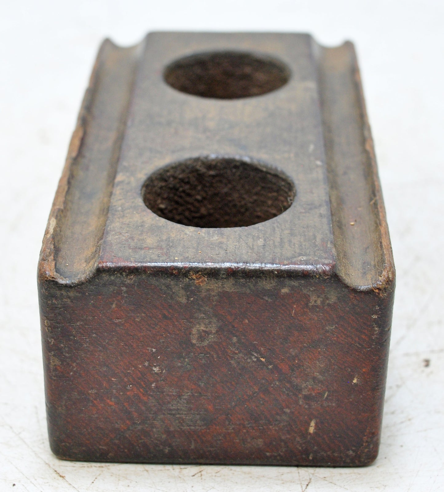 Antique Wooden Ink Pot Pen Stand Original Old Hand Carved