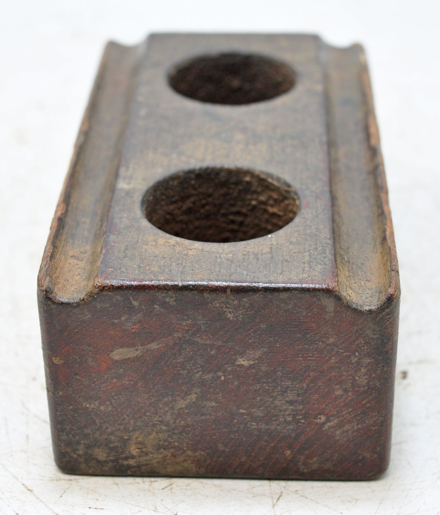 Antique Wooden Ink Pot Pen Stand Original Old Hand Carved