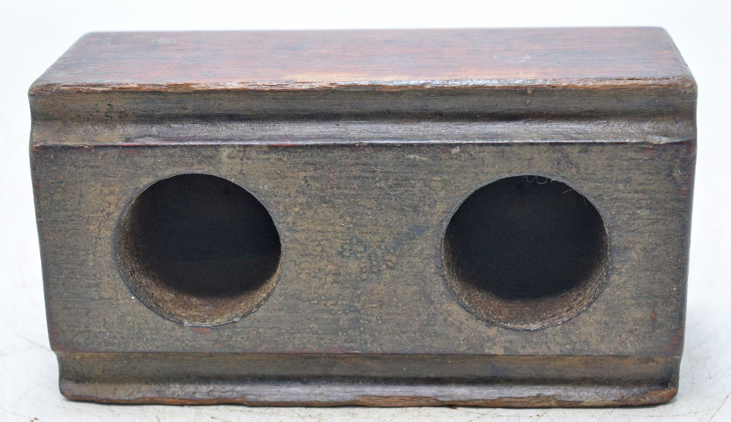 Antique Wooden Ink Pot Pen Stand Original Old Hand Carved