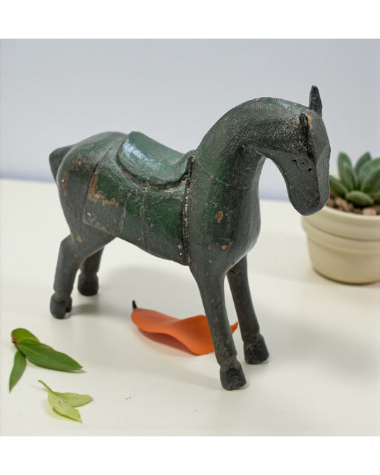 Vintage Wooden Horse Figurine Original Old Hand Carved