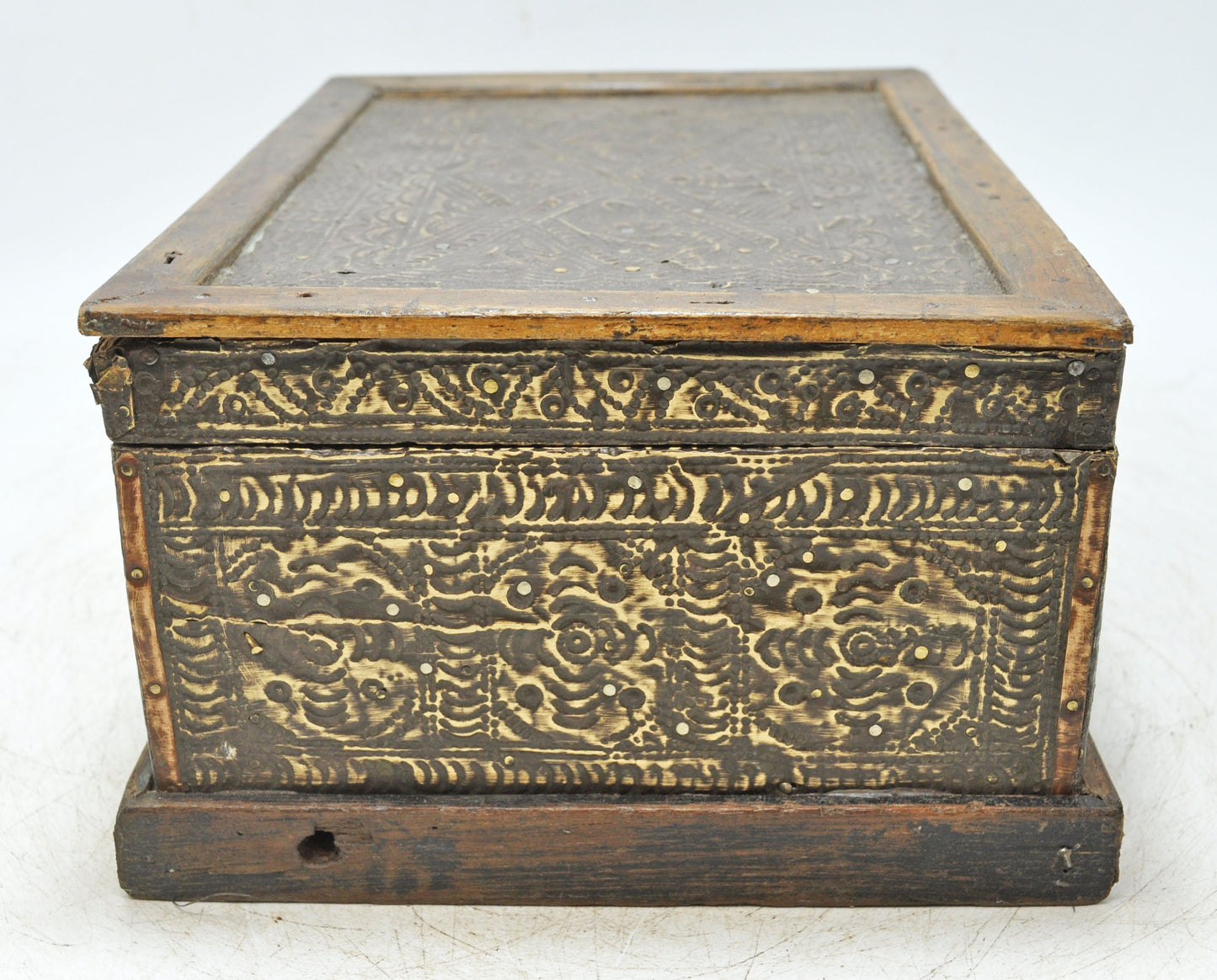 Vintage Wooden Storage Box Original Old Hand Crafted Fine Brass Fitted