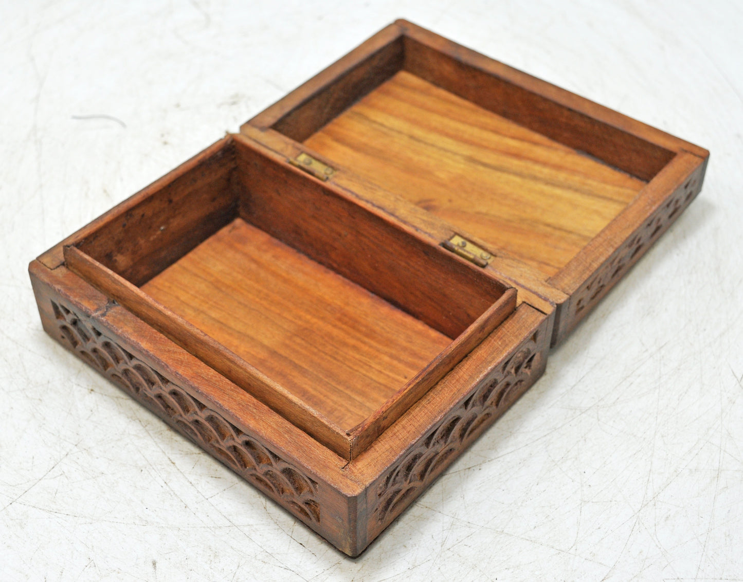 Vintage Wooden Small Storage Box Original Old Hand Crafted Brass Fitted