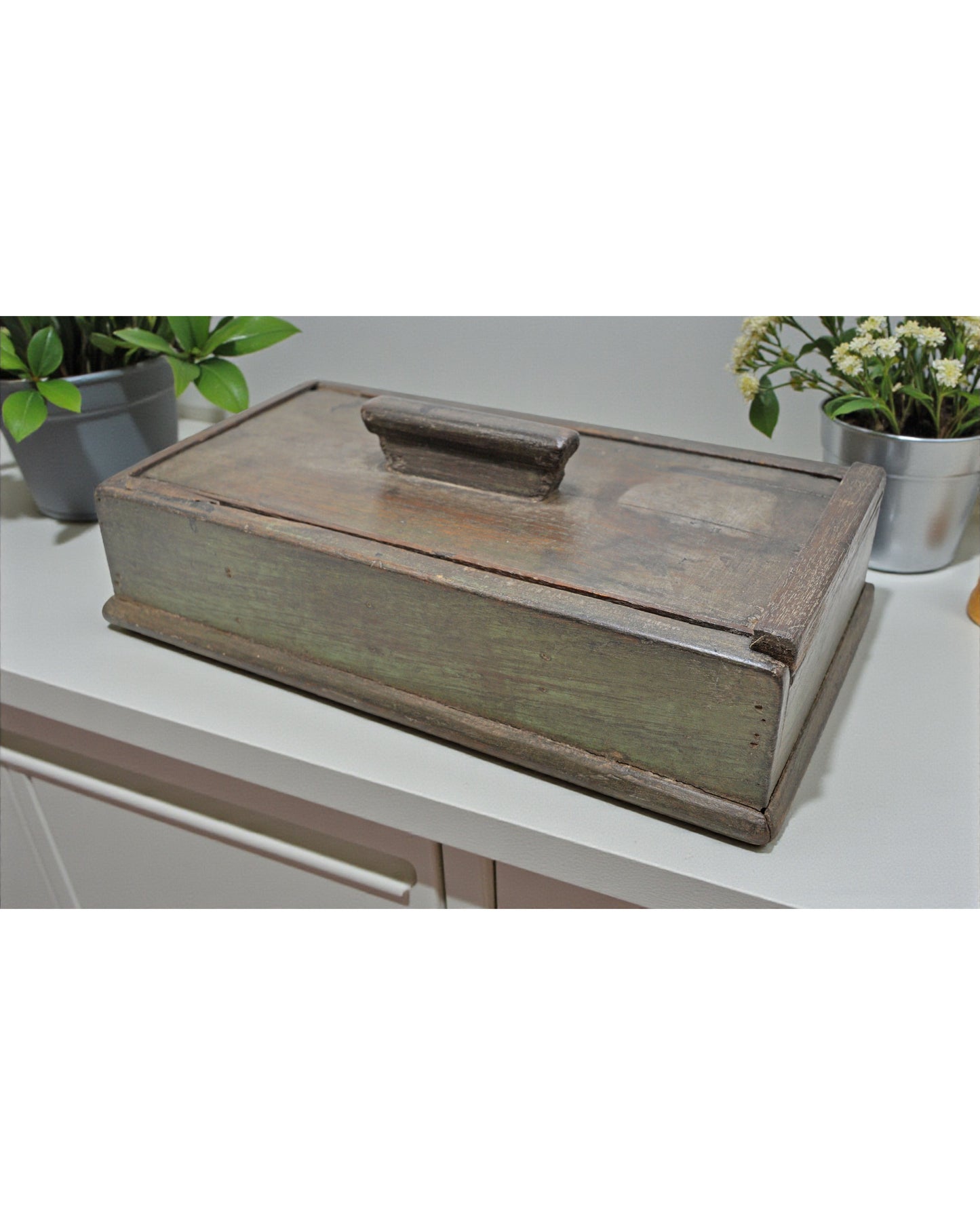 Antique Wooden Kitchenware Spice Box Original Old Hand Carved