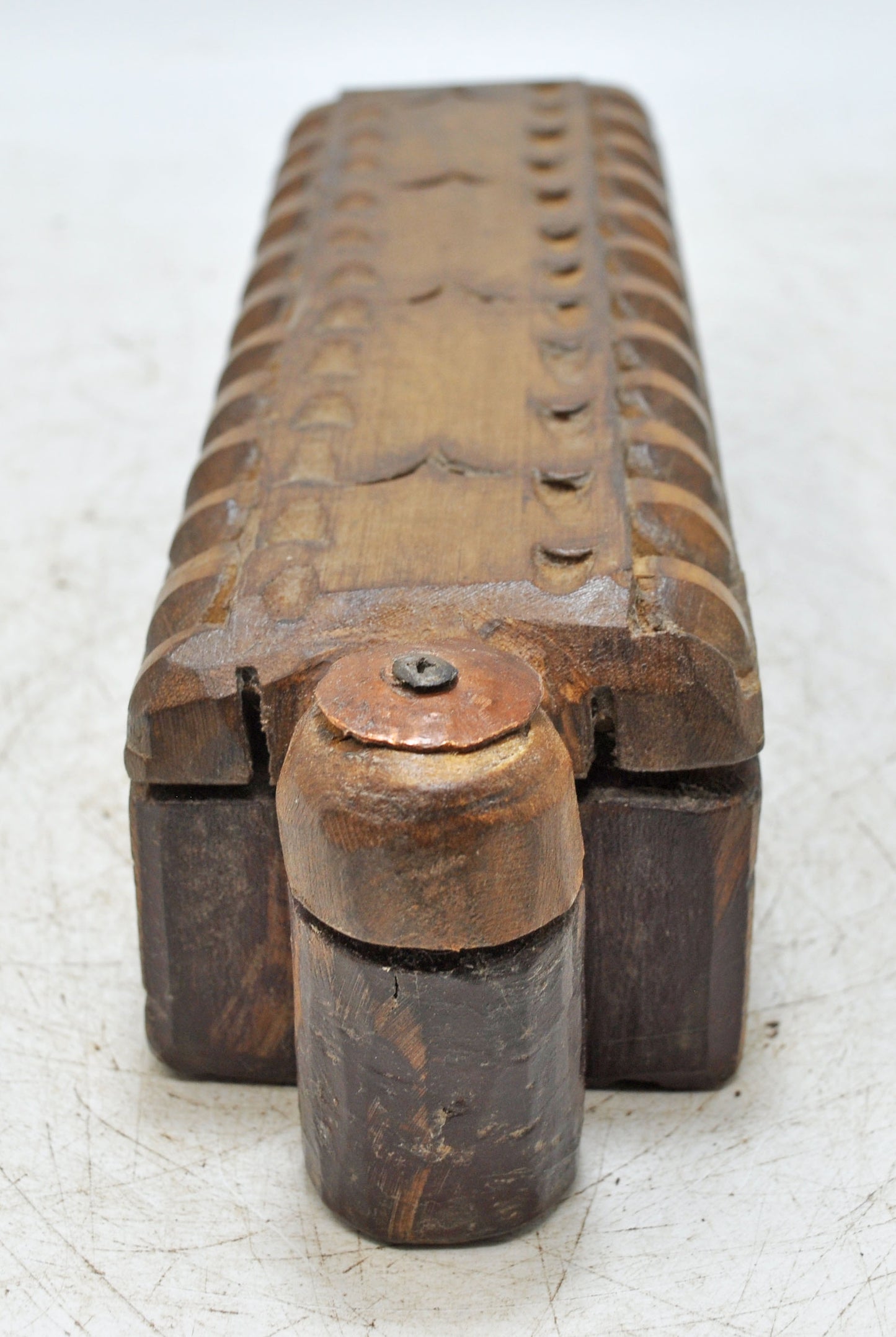 Antique Wooden Kitchenware Spice Box Original Old Hand Carved