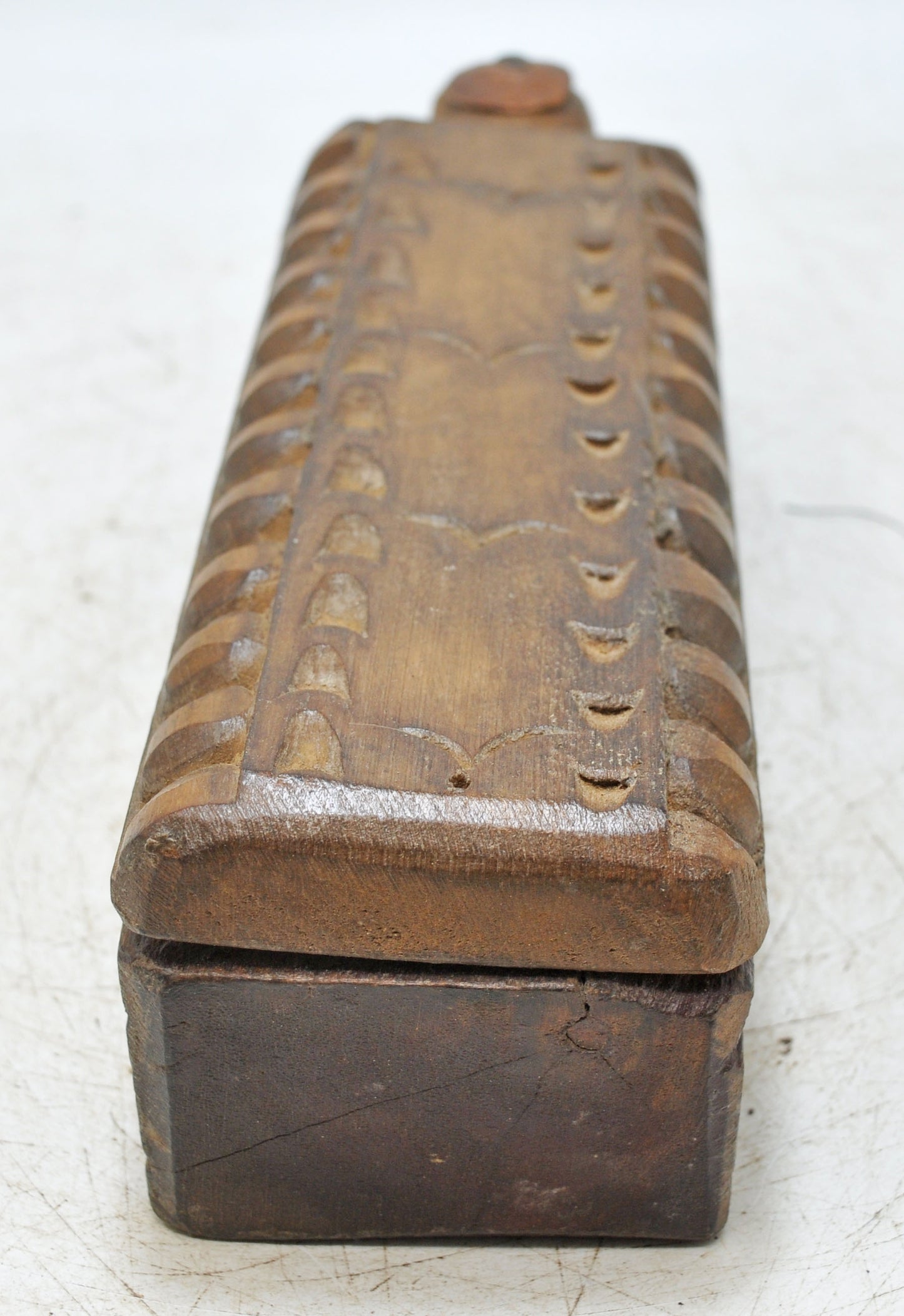 Antique Wooden Kitchenware Spice Box Original Old Hand Carved