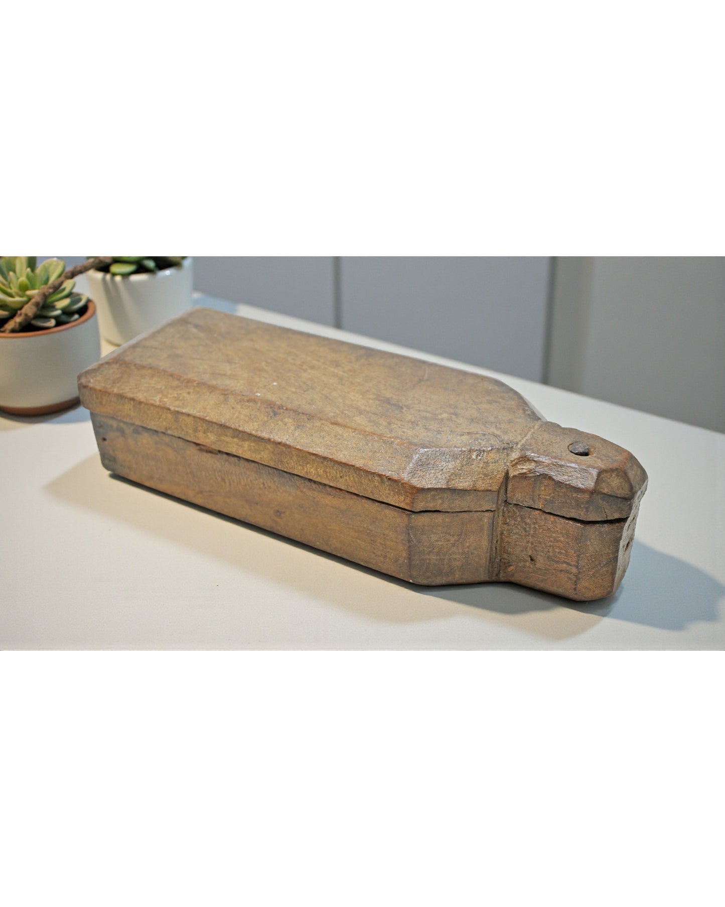 Antique Wooden Kitchenware Spice Box Original Old Hand Carved