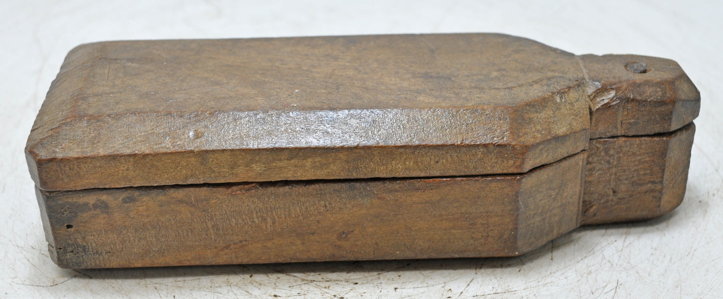 Antique Wooden Kitchenware Spice Box Original Old Hand Carved