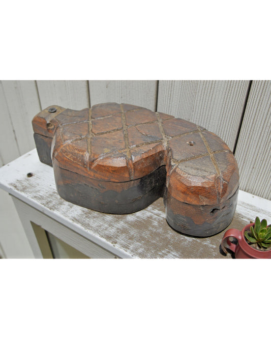 Antique Wooden Kitchenware Spice Box Original Old Hand Carved