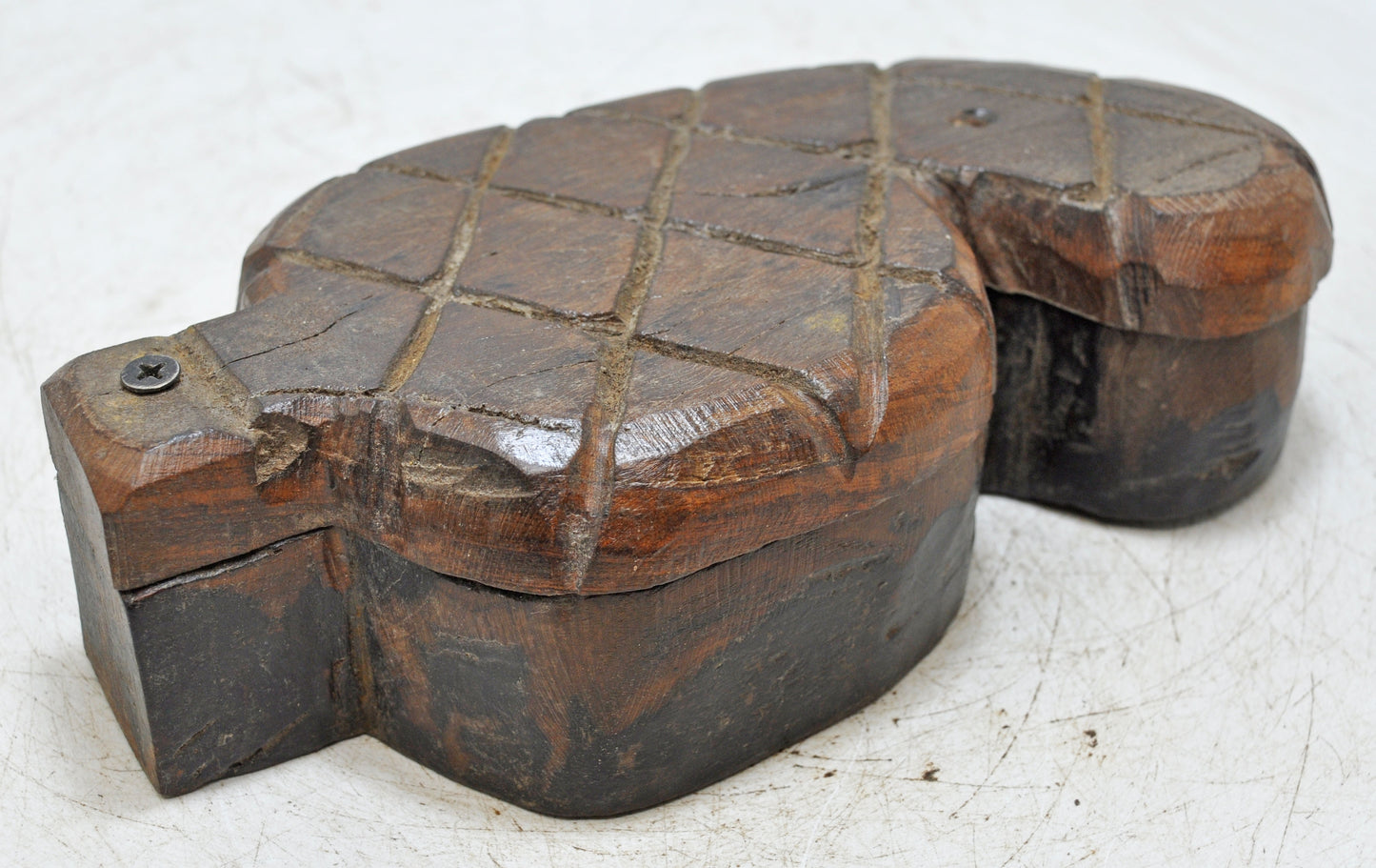 Antique Wooden Kitchenware Spice Box Original Old Hand Carved