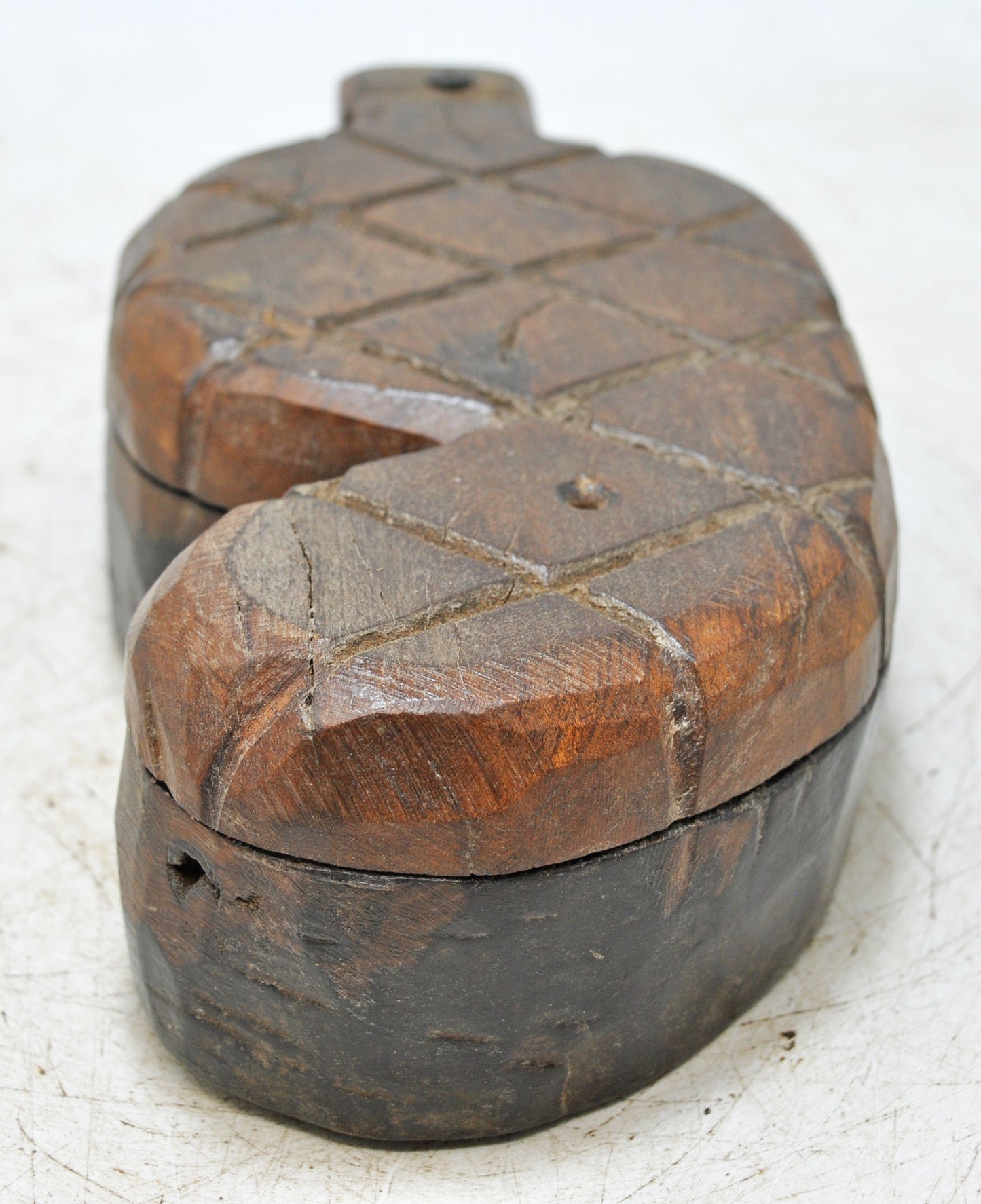 Antique Wooden Kitchenware Spice Box Original Old Hand Carved