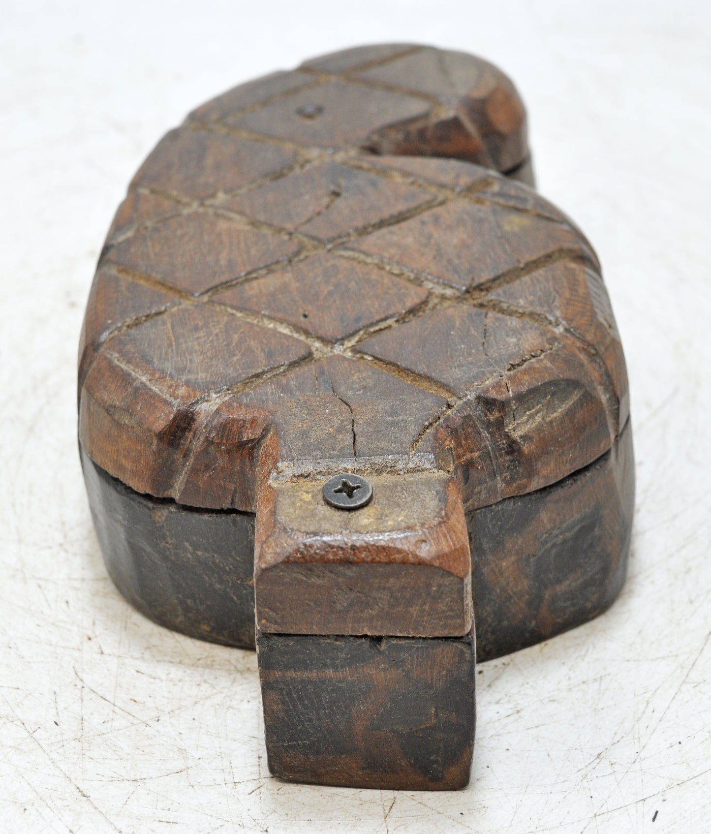 Antique Wooden Kitchenware Spice Box Original Old Hand Carved