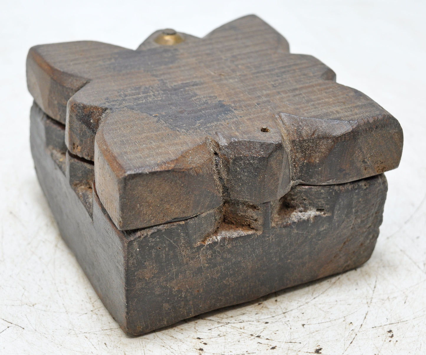 Antique Wooden Kitchenware Spice Box Original Old Hand Carved