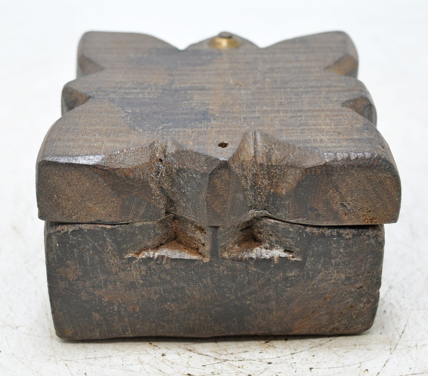 Antique Wooden Kitchenware Spice Box Original Old Hand Carved
